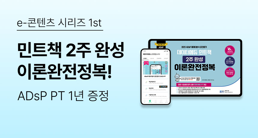 e-콘텐츠 시리즈 1st. 민트책 2주 완성 이론완전정복! ADsP PT 1년 증정