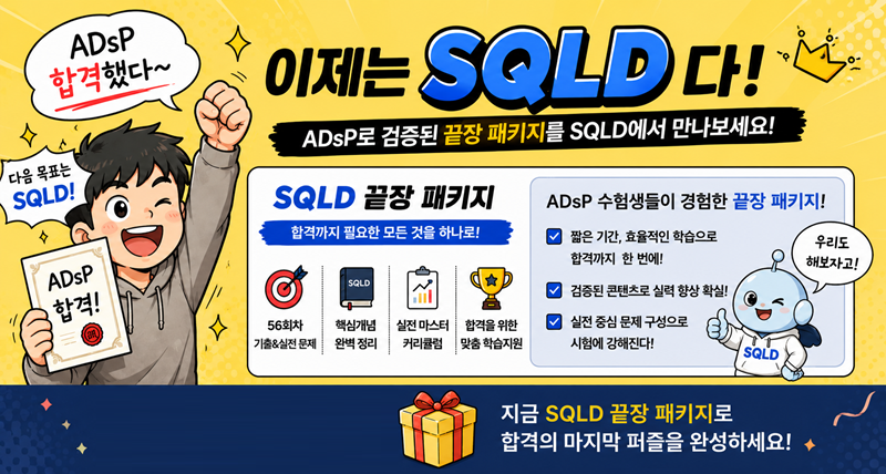 SQLD 끝장 패키지로 합격의 마지막 퍼즐을 완성하세요